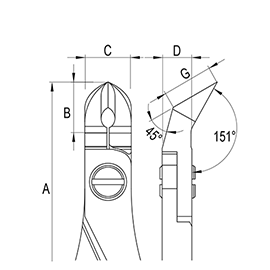 Oblique Head Large Ergo-tek Cutters diagram