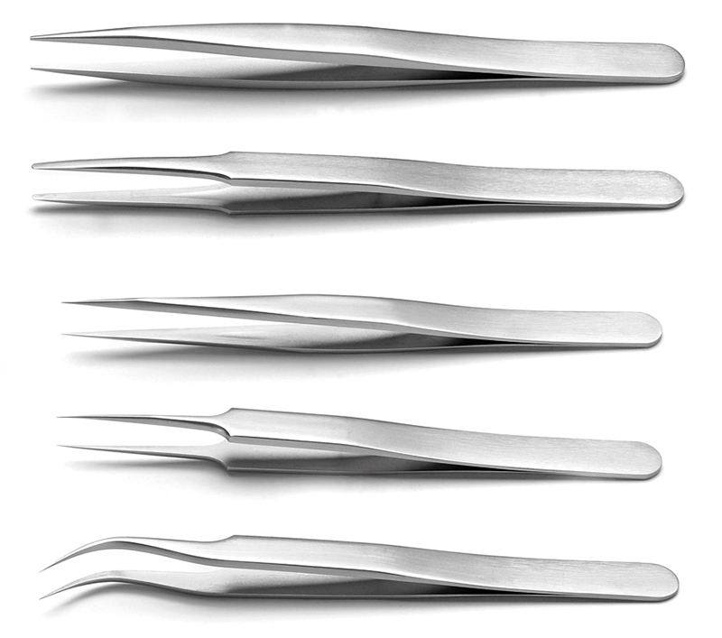 Ideal-Tek 2AX.SA.1 Reverse Action Tweezers, Style 2AX, Anti-Acid/Anti-Mag SS, Round, Flat, 4.7