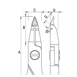 Oblique Micro Tip 25° Ergo-tek Cutters  diagram