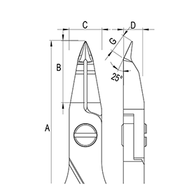 Oblique Micro Tip 25° Ergo-tek Cutters diagram Oblique Micro Tip 25° Ergo-tek Cutters diagram