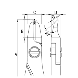 Oblique Narrow head Ergo-tek Cutters diagram Oblique Narrow head Ergo-tek Cutters diagram