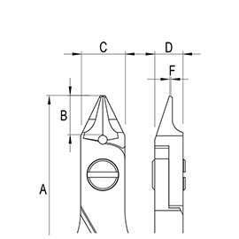Ergo-tek Cutters - Small Tapered & Relieved head diagram Ergo-tek Cutters - Small Tapered & Relieved head diagram