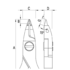 Oblique Micro Tip 15° Ergo-tek Cutters diagram Oblique Micro Tip 15° Ergo-tek Cutters diagram