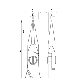 Ergo-tek Pliers - Long Snipe Nose diagram