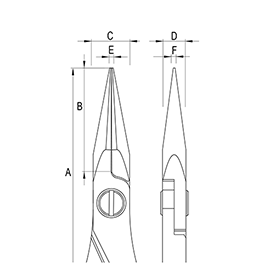 Ergo-tek Pliers - Long Snipe Nose diagram Ergo-tek Pliers - Long Snipe Nose diagram